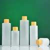 Frasco Conta-gotas de Vidro Fosco 20ml com Tampa de Madeira, Frasco Dispenser de Óleo Essencial Fosco de Ombro Plano, Frasco Vazio