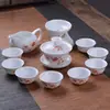 Conjunto de chá de cerâmica azul e branca, infusor de chá doméstico, gaiwan Kung Fu, conjunto completo de xícaras de chá simples, loja de fábrica atacadista transfronteiriça