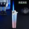 Encendedor inflable creativo a prueba de viento de alto valor de color degradado de llama azul, encendedor compacto de regalo para damas, encendedor de cigarrillos al por mayor