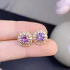 Brincos de Tarraxa de Ametista Pura Natural, Cor Super, Tamanho da Pedra Solta: Inlay de Prata de Lei S925 de Alta Qualidade 6*6mm