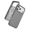 Capa de Celular para iPhone 17 Pro Max Adequada para Comércio Exterior com Suporte, Padrão de Fibra de Carbono, Atração Magnética, Semitransparente, Acabamento Fosco, Resistente a Arranhões