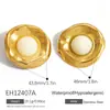 Brincos Yuhui de Aço Titânio Transfronteiriços, Estilo Retrô, Textura Irregular, Incrustados com Resina, Forma Geométrica, Brincos de Aço Inoxidável Banhados a Ouro Real