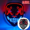 Máscara Brilhante de Halloween Luz Fria Rosto de Fantasma Barra de LED Festa Dança Preto em V Vingança Adereço de Terror