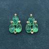 Vintage Aretes de Aguja de Plata Antigua Retro Corte Sentido Avanzado Rojo y Verde Moire Transparente Aretes de Aguja de Plata S925