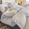 Conjunto de cama de algodão lavado simples escandinavo de quatro peças, colcha listrada de algodão puro, lençóis, conjunto de cama de três peças