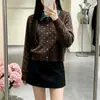 Cárdigan de Punto de Lunares para Mujer, Nuevo Estilo Otoño 2026, Abrigo Suéter de Manga Larga con Cuello Polo, Top Juvenil Estilo Coreano