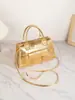 Bolsa Cruzada de Moda de Lujo Ligero con Patrón de Piedra Dorada de Textura de Alta Gama para Mujer, Billetera Portátil para Monedas, Bolsa al por Mayor