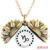 Collar con colgante de acero de titanio y girasol de las doce constelaciones transfronterizas europeas y americanas, regalo navideño con letras