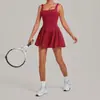 Saia-Short de Tênis Duas Peças Contínuas Transfronteiriça com Forro Anti-Exposição, Saia Plissada de Fitness com Bolso, Vestido Esportivo 68491