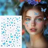 Adesivos de Borboleta de Desenho Animado para Crianças com Strass, Adesivos Faciais para Shows, Autoadesivos sem Cola, Adereços de Maquiagem para Apresentações de Palco para Meninas