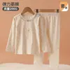 Nuevo conjunto de pijama de algodón puro para niñas con dibujos animados para el otoño, ropa interior para niños, tops y pantalones de otoño, conjunto de ropa interior para bebés niños