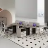 Conjunto de mesa e cadeira para funcionários, design simples e moderno, disponível em configurações para 2, 4 ou 6 pessoas, com tela divisória, adequado para escritórios de funcionários e mesas de computador