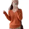 Suéter de Punto con Cuello en V Hueco de Manga Larga Estilo Old Money para Mujer, Otoño 2026, Único, Hermoso, Adelgazante, Ropa de Abrigo, Top Falso de Dos Piezas