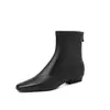 Botas Elásticas de Punta Cuadrada Super Elásticas para Mujer Botas Adelgazantes Otoño Nuevo Estilo Botas de Punta Cuadrada con Cremallera Trasera de Tacón Bajo Botines Elásticos para Mujer