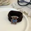 Faixa de cabelo de urso flocado estilo cartoon retrô, tecido macio, alta elasticidade, elástico de cabelo, acessório de cabelo simples e estiloso para o dia a dia