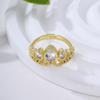 Anillo de Corona de Circonita Micropavimentada de Venta Caliente Transfronteriza Europea y Americana para Mujeres Xiyin Temu Anillo Ajustable de Gama Alta de Venta Caliente