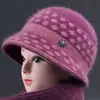 Gorro Estilo Coreano de Moda Cálido de Lana Tejida para Madres de Mediana Edad y Mayores Mujeres Invierno Señora Mayor Abuela Gorro de Algodón Forrado de Felpa