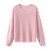 Suéter Feminino Rosa Vazado Fino 2025 Estilo Novo de Início de Primavera Gola Redonda Solto Estilo Preguiçoso Top