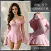 Comercio Electrónico Transfronterizo Europeo y Americano Nueva Lencería Sexy para Mujer Vestido de Malla Transparente de un Hombro Talla Grande Conjunto para Mujer