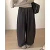 Calça moletom casual simples de outono, solta e modeladora, calça de perna larga versátil com um design de amarração moderno e um corte curvo retrô