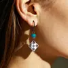 El producto transfronterizo más vendido de Amazon: diseño sencillo colgante geométrico con cuentas de turquesa, aretes estilo vintage para mujer