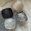 Bolsa Tejida con Lentejuelas DIY Hyun-a Hilo Mezclado a Mano Avanzado Material Estilo Chanel Hilo Característico Lana Hilo de Perlas Negro Dorado
