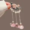 Gota de Lluvia de Orquídea~Rosa Azul Quemado Borla de Orquídea Antigua Pasador de Pelo Nuevo Estilo Chino Pinza Lateral Estilo Antiguo Accesorio para el Cabello Hanfu