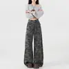 Jeans Camuflados Estilo Americano, de Cintura Alta, Adelgazantes, Holgados, Pierna Ancha, Pantalones Largos hasta el Suelo para Outfits de Primavera y Verano