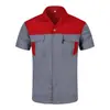 Venda Direta do Fabricante Roupas de Trabalho de Manga Curta Color Block de Verão, Vestuário de Proteção do Trabalho, Uniformes para Oficina de Fábrica, Roupas Masculinas Anti-Sujeira e Respiráveis