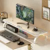 Soporte de altura ajustable para computadora de escritorio workstation para oficina en casa, estante para almacenamiento de teclado, soporte elevador para monitor