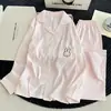 Pijama a rayas de color block simple estilo coreano para mujer, nuevo de verano 2026, holgado, casual, de manga larga y pantalón largo, conjunto de dos piezas para casa