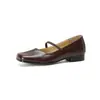 Zapatos Mary Jane de piel de vaca simples y versátiles llenos de textura 2026 Otoño tacón bajo grueso para commuting punta cuadrada zapatos de cuero genuino para mujer