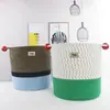 Cesta de Almacenamiento Simple, Cesta de Lavandería Tejida con Bloques de Color, Cesta de Almacenamiento para el Hogar de Gran Capacidad, Cesta Decorativa Multifuncional Tejida de Algodón