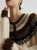 Estilo Relaxado Fair Isle Suéter Macio Ceroso Feminino Mohair Macio Ceroso Cardigã Jaqueta Tricotado Único Outono e Inverno 2025