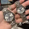 Reloj Dropshipping Suministros Langjia Reloj de Pareja Correa de Acero Calendario Hebilla Mariposa Reloj de Cuarzo para Hombre y Mujer Soymia Dw