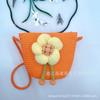 Bolsa de Concha Hecha a Mano con Flores de Dibujos Animados Transfronteriza, Bolsa Tejida de Girasol para Niños, Bolso de Paja Casual para Hombro de Viaje