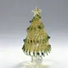 11cm Artesanía de Vidrio Zibo Adorno Hecho a Mano con Alambre Dibujado Árbol de Navidad Decoración de Escritorio Regalo de Navidad