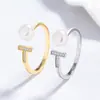 Anillo de Perla de Agua Dulce en Forma de T para Mujer Anillo de Plata 925 Anillo de Nicho de Gama Alta Pulsera Joyería de Circonita Regalo de Cumpleaños