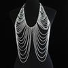 Conjunto sexy de cadena de metal de aluminio con borlas transfronterizo, personalidad, sujetador, ropa interior, cadena corporal, ropa interior para desfile, cadena corporal