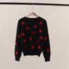 Nueva Ropa de Punto de Manga Larga y Cuello Redondo Bordada con Corazón Rojo de Cuerpo Entero para Otoño e Invierno para Mujer para Usar como Capa Exterior y Ropa de Punto Interior