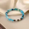 Moda Europeia e Americana Simples Pulseira de Vidro Ágata Preta Pulseira Tecida à Mão Joias de Contas Pequenas para Meninas Atacado