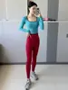 Roupas de Yoga de Cor Contrastante para Mulheres com Tops Acolchoados, Corte Justo, Emagrecedor, Pilates, Corrida, Esportes, Fitness, Manga Longa Dopamina