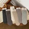 Calcetines Apilados de Lunares para Mujer de Media Pantorrilla Estilo Primavera/Otoño Calcetines de Algodón Retro Coreano Sin Costuras Versátiles Estilo Universitario Calcetines Largos de Encaje