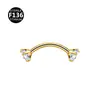 Stud para Sobrancelha Curvo com Rosca Interna, Cabeça Dupla em Liga F136 com Zircônia Embutida, Joia para Body Piercing 0.9 Rosca Interna 6-10mm