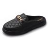 Pantuflas de punta cerrada para mujer para exterior 2022 nuevas hebilla de caballo estilo coreano sandalias sin tacón zapatos holgazanes planos pantuflas de media bolsa