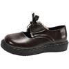 Saia estilo francês vintage sola grossa sapatos pequenos de couro sapatos femininos 2025 novos sapatos de boca rasa com laço primavera e outono Mary Jane