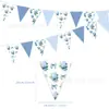 Venda Quente na Amazon Tema Céu Azul Nuvens Brancas Bandeirolas Triangulares Decoração de Festa de Aniversário Limão Disco Arranjo Bandeiras de Corda Bandeirolas Triangulares