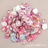 Anillo DIY para niños, corazón de fondo plano con dibujos animados DIY, accesorios acrílicos impresos para niños, materiales para collares