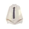 Nueva Camisa Rayada para Hombre Otoño 2026, Corte Holgado, Talla Grande, Camisa Casual Estilo Universitario con Corbata