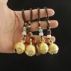 Chaveiro Sino Dourado de Latão Gourmand Corda Artesanal Pingente de Moeda Cinco Imperadores Pingente de Sino de Cobre Acessórios para Chave de Carro